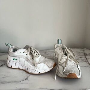 Reebok Zig Dynamica White Green Running Sneakers Size 8
